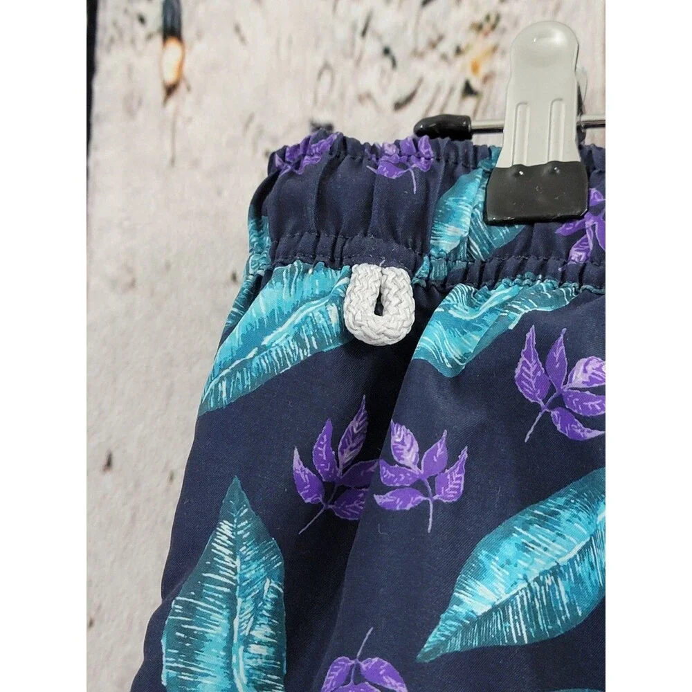 BLUEMINT Men's Large(?) Light Fabric Swim Shorts Blue Feather Print Trunks EUC‎